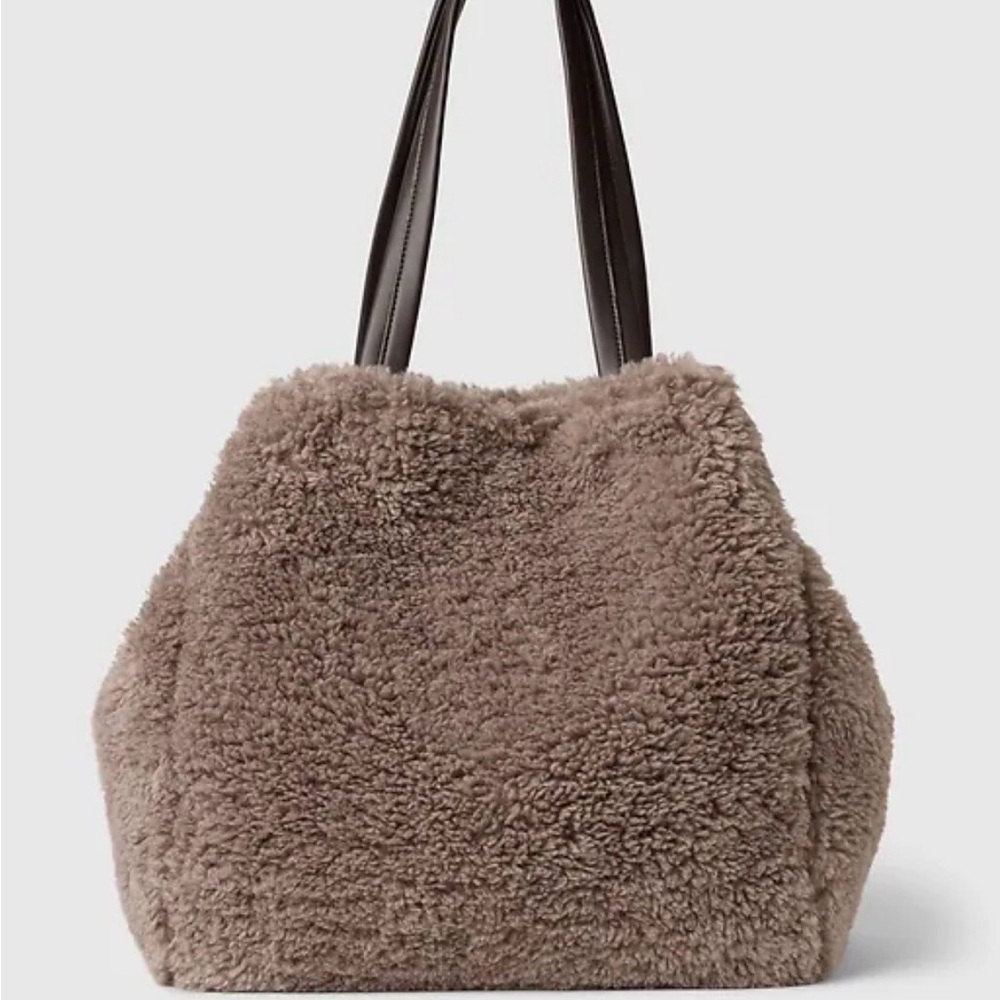 GAP Shearling faux fur Tote Bag color Chocolate Brown NWT